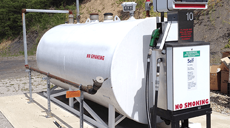 Storage tank above ground at gas station